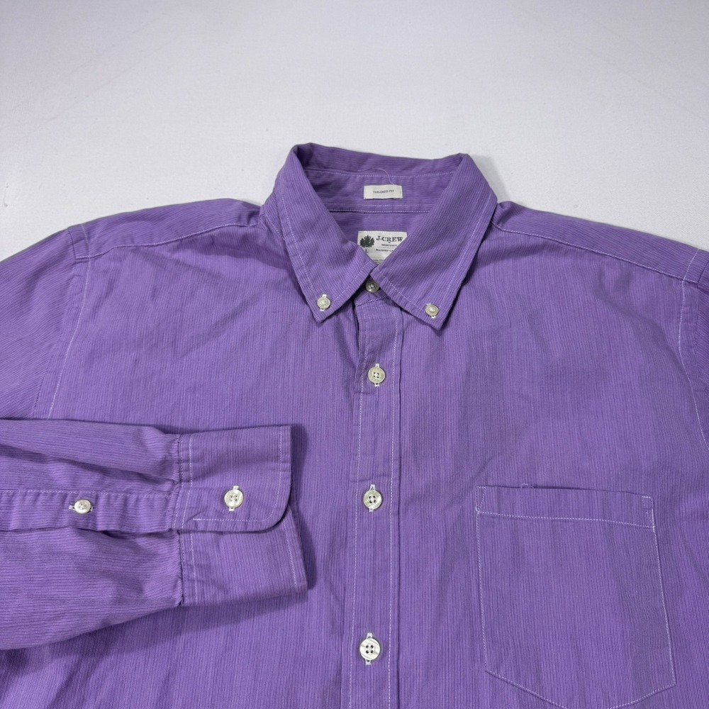 J.Crew Mens Large Purple Tailored Fit Cotton Washed Casual Button Down Shirt
